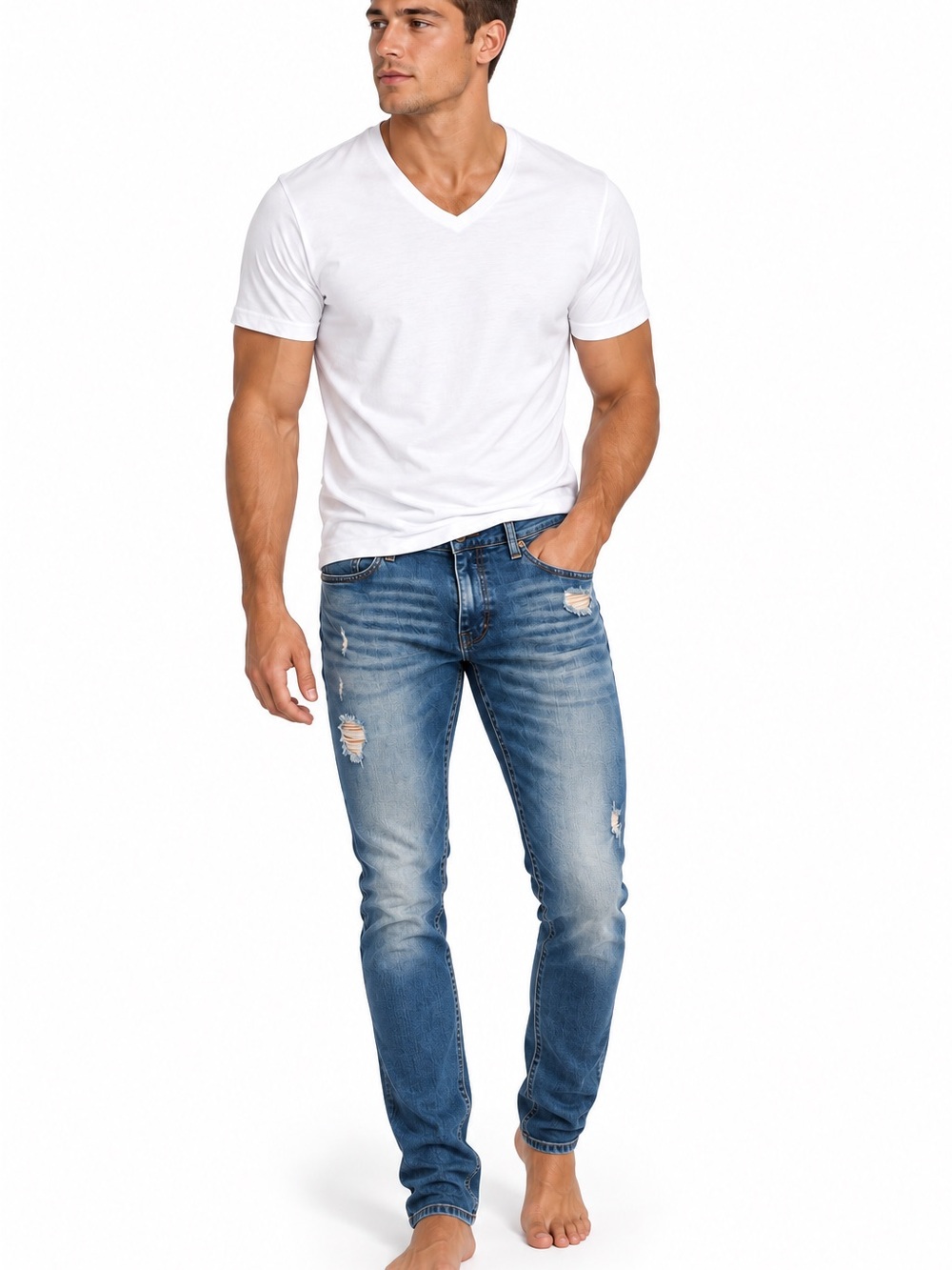 Hollister California Epic Skinny Flex Men's Med Wash Blue Jeans 34x32